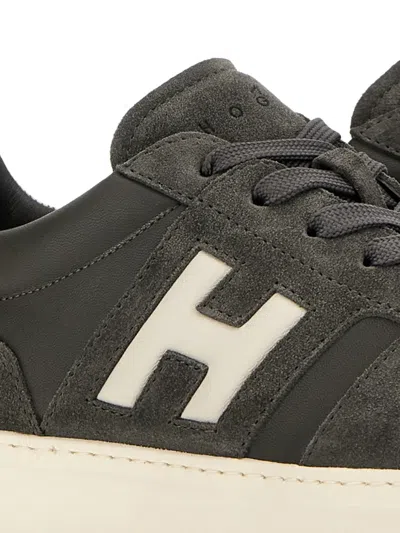 Hogan Dark Grey Suede Overlay Sneakers In Gray