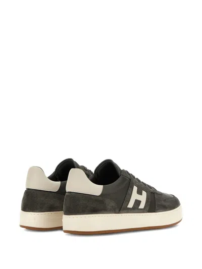 Hogan Dark Grey Suede Overlay Sneakers In Gray