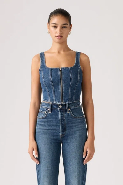 Levi's Seamed Zip Bustier Top In Blue