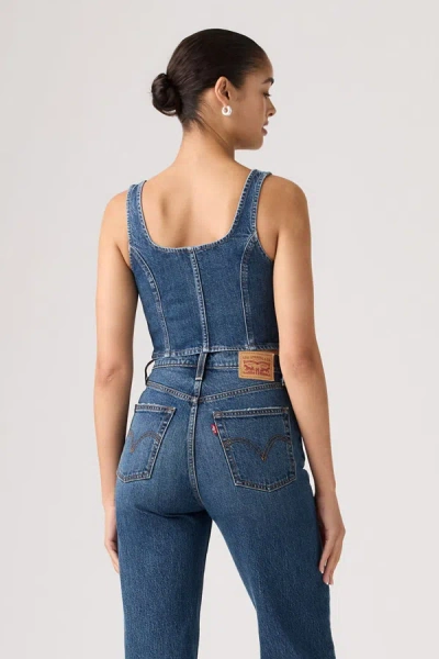 Levi's Seamed Zip Bustier Top In Blue