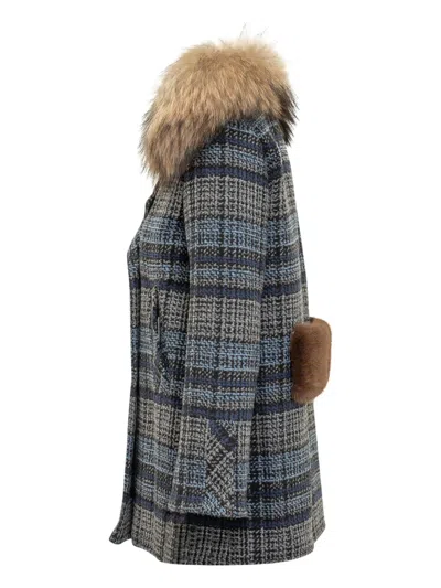 Ava Adore Fur-collar Checked-pattern Coat In Multi