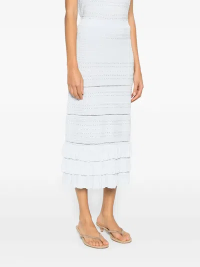 Maje Ruffled Midi Skirt In Blue