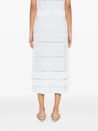 Maje Ruffled Midi Skirt In Blue