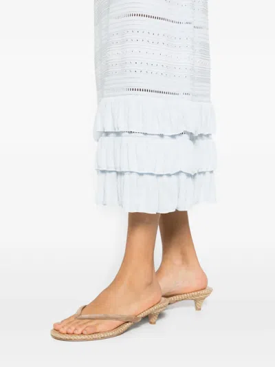 Maje Ruffled Midi Skirt In Blue