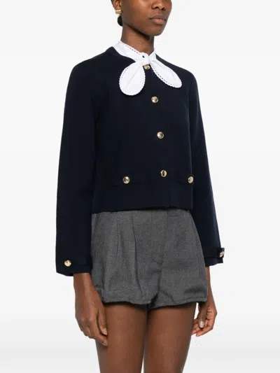 Maje Collar Button Cardigan In Black