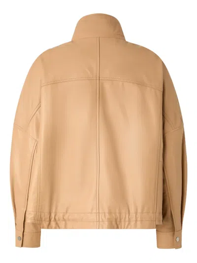 Pinko Leather Jacket In Brown