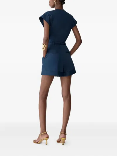 Carolina Herrera Double-breasted Romper With Belt In Blue