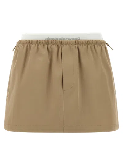 Alexander Wang Double Layer Waist Skirt Skirts Beige In Neutral