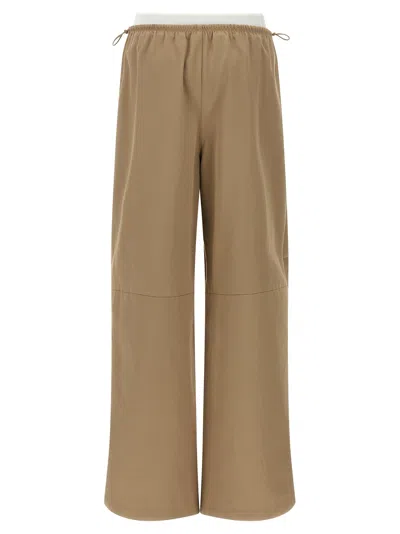 Alexander Wang Double Layer Waist Trousers Pants Beige In Neutral