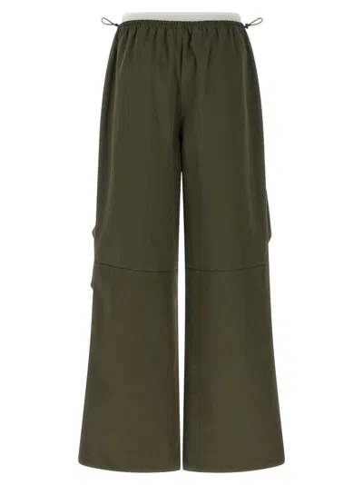Alexander Wang Double Layer Waist Trousers Pants Green In Brown