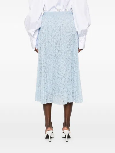 Ermanno Scervino Long Skirt Pleated Midi Lace Elastic In Blue