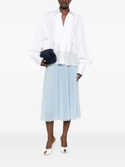 Ermanno Scervino Long Skirt Pleated Midi Lace Elastic In Blue