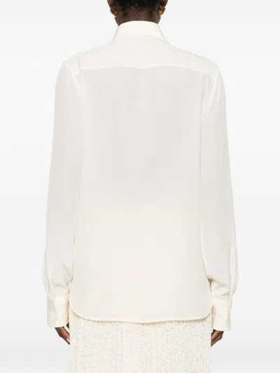 Ermanno Scervino Silk Shirt Embroidered Long Sleeves Sheer Design In White