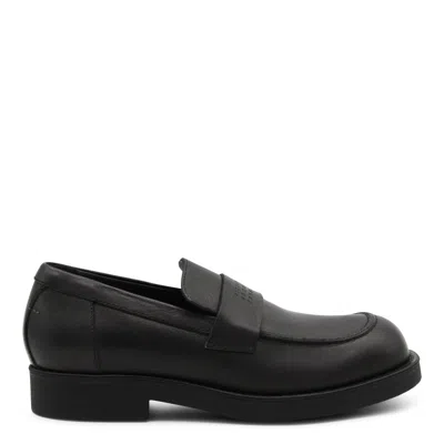 Mm6 Maison Margiela Black Calf Leather Bos Taurus Slip-on Loafers
