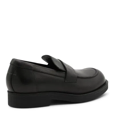 Mm6 Maison Margiela Black Calf Leather Bos Taurus Slip-on Loafers