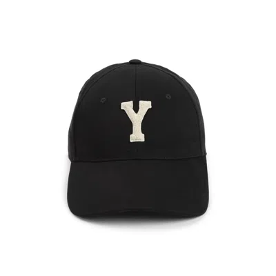 Saint Laurent Y Patch Baseball Cap In Black