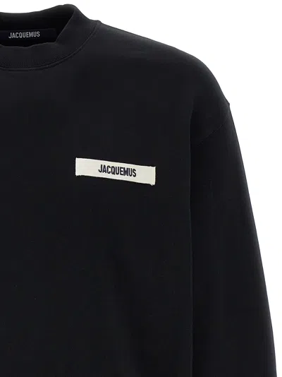 Jacquemus Relaxed Fit Long-sleeve Shirt With Minimalist Patch Detail In Black