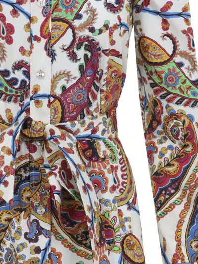 Etro Midi Shirt Dress With Belt In Brown