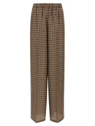Max Mara Vischio Printed Silk Satin Wide-leg Pants In Brown