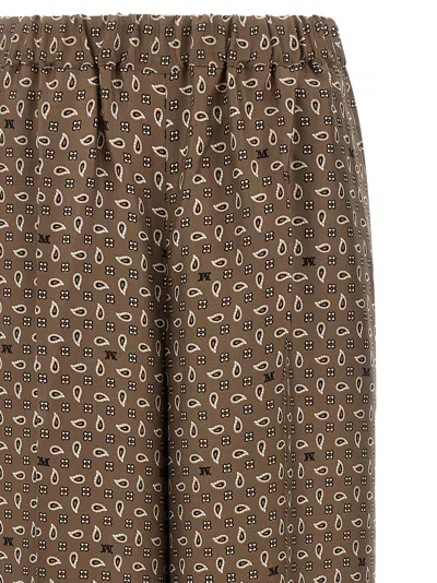 Max Mara Vischio Printed Silk Satin Wide-leg Pants In Brown