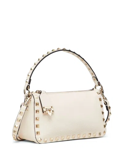 Valentino Garavani Women Rockstud Small Leather Shoulder Bag In White
