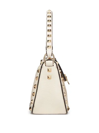 Valentino Garavani Women Rockstud Small Leather Shoulder Bag In White