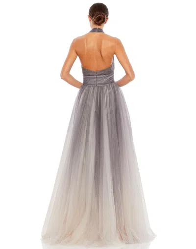 Mac Duggal 20376 Long Halter Glitter Prom Ball Gown In Gray