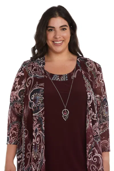 R & M Richards 9187w Short Plus Size Jacket Dress In Brown
