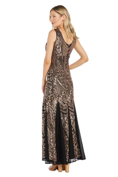 R & M Richards 6631 Long Sequin Formal Evening Dress In Black