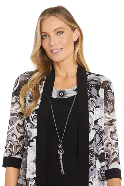 R & M Richards 1493 Two Piece Short Mother Of The Bride Jacket Dress In Black