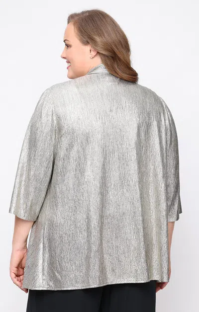Alex Evenings 8427715 Plus Size Two Piece Jacket Formal Top In Gray