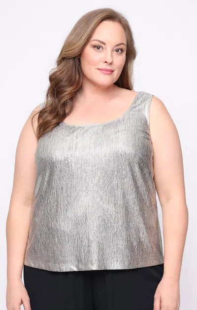 Alex Evenings 8427715 Plus Size Two Piece Jacket Formal Top In Gray
