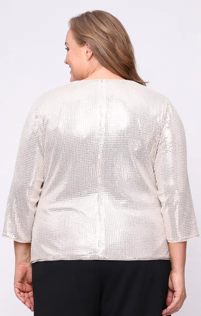 Alex Evenings 84961019 Plus Size Top Sequin Formal In White