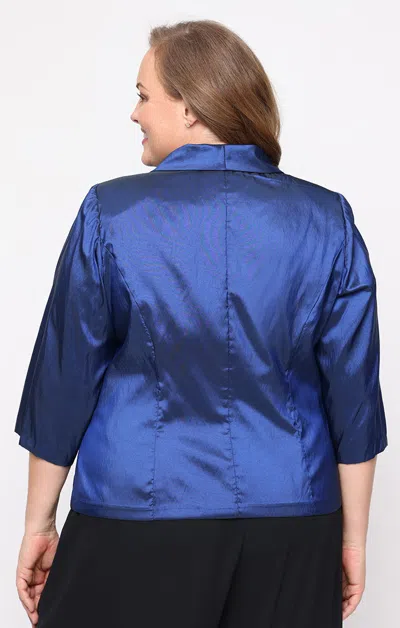 Alex Evenings 8465369 Plus Size Blouse Formal Beaded Top In Blue