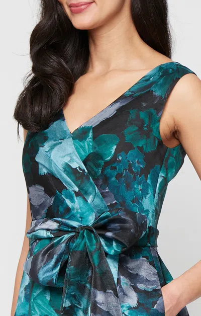 Alex Evenings 8192025 Short Printed Midi Length Cocktail Dress In Green