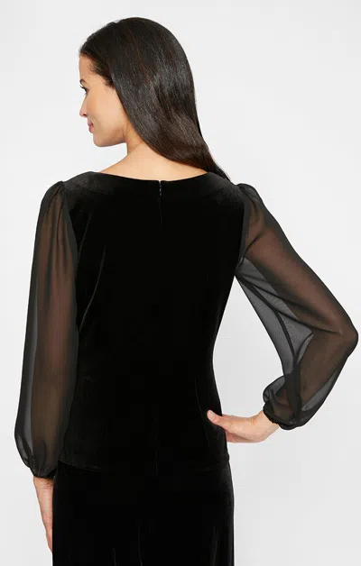 Alex Evenings 84918233 Long Sleeve Plus Size Velet Top In Black