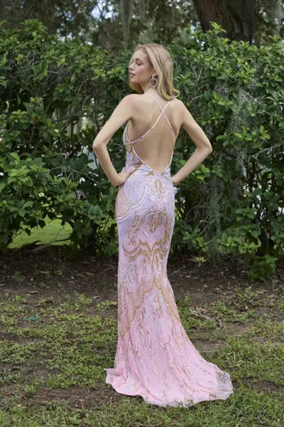 Primavera Couture 4311 Beaded Long Formal Slit Prom Dress In White