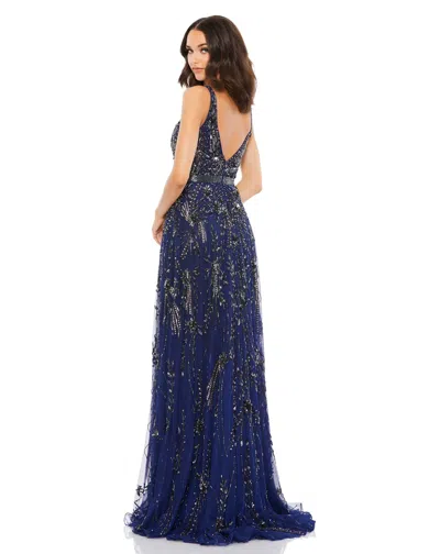 Mac Duggal A5215 Formal Long A Line Prom Gown In Blue