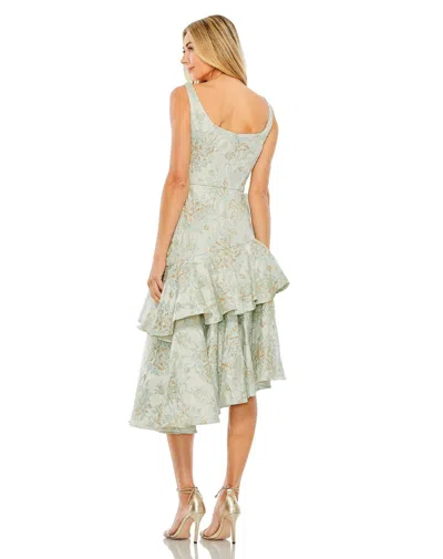 Mac Duggal Rose Detail Asymmetrical Brocade Dress In French Blue