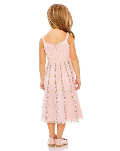 Mac Duggal 8067 Little Girls A Line Chiffon Midi Length Dress In Pink
