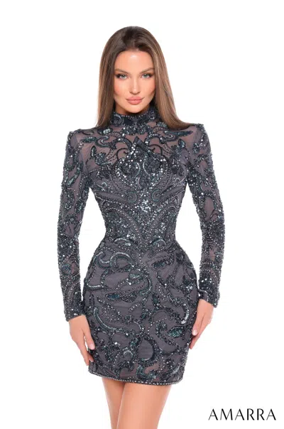 Amarra 88006 Short Homecoming Beaded Bodycon Cocktail Dress In Multi