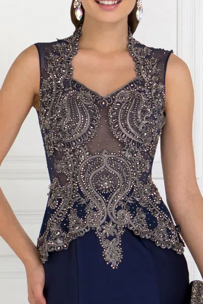 Gls Rome Jersey Mermaid Long Prom Dress In Blue