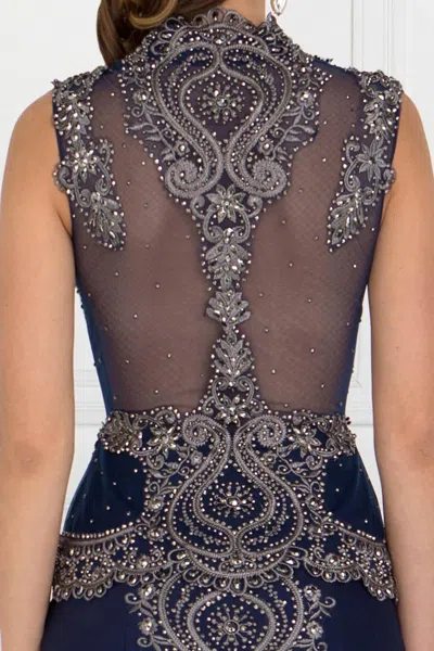 Gls Rome Jersey Mermaid Long Prom Dress In Blue