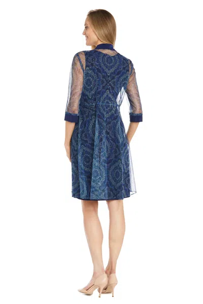 R & M Richards 3151 Short Sequin Jacket Mother Of The Bride Dress In Blue