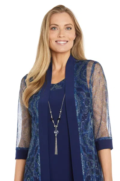 R & M Richards 3151 Short Sequin Jacket Mother Of The Bride Dress In Blue