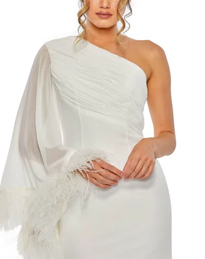 Mac Duggal 11442 Long One Shoulder Formal Chiffon Gown In Pink