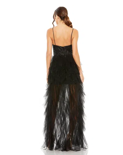 Mac Duggal 27119 High Low Spaghetti Strap Prom Gown In Black