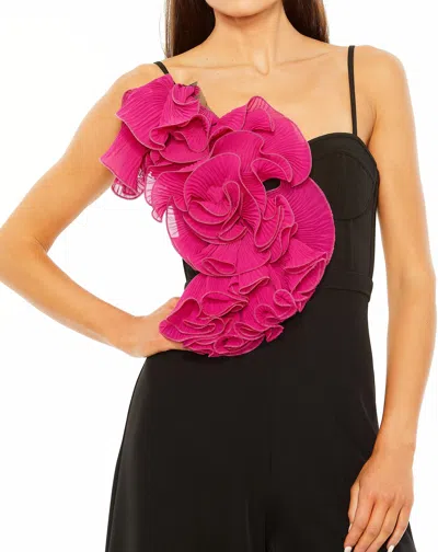 Mac Duggal 11767 Long Formal Ruffle Wide Leg Jumpsuit In Black