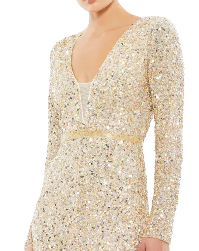 Mac Duggal 5411 Formal Long Sleeve Beaded Jumpsuit Sale In Neutral