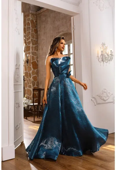 Terani Couture 251e4287 Long A Line Formal Evening In Blue